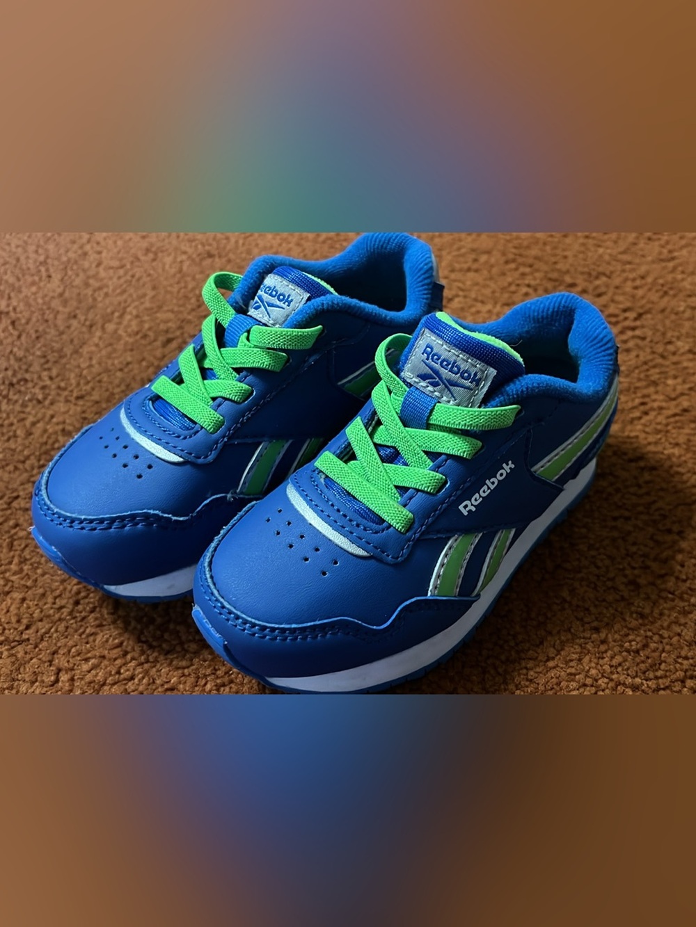 Reebok Kids Royal Blue Light Up Sneakers with Lime Green Laces